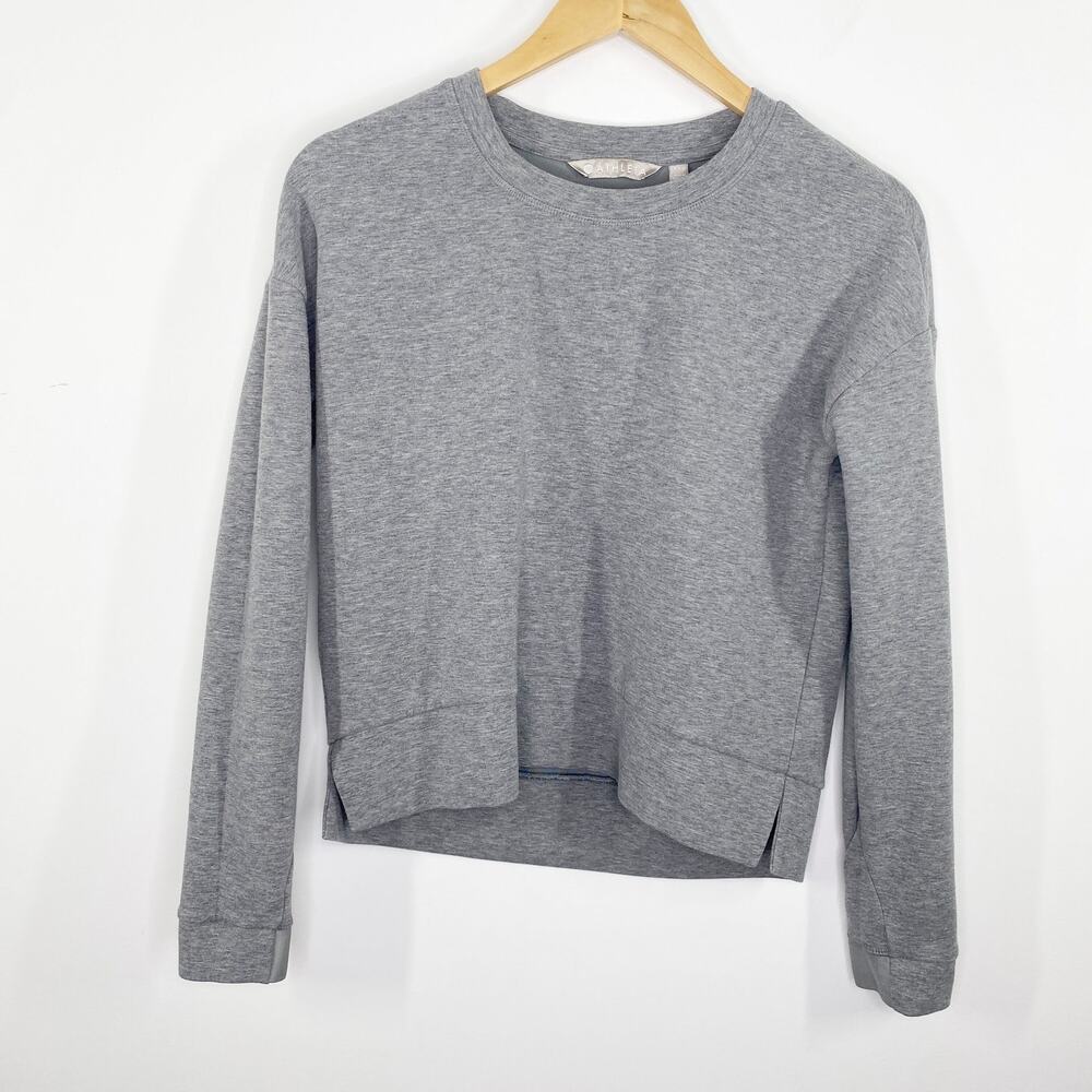 Athleta Grey Crewneck Long Sleeve Side Slit Sweatshirt Women's Size XX-Small XXS